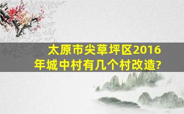 太原市尖草坪区2016年城中村有几个村改造?