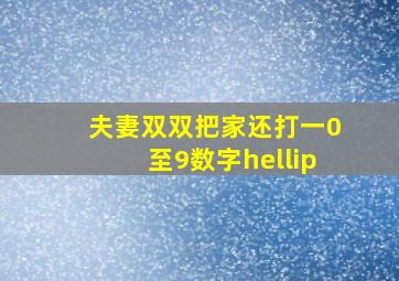 夫妻双双把家还打一0至9数字…