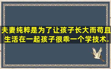 夫妻纯粹是为了让孩子长大而苟且生活在一起,孩子很乖,一个学技术,...