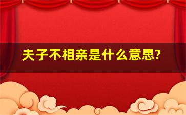 夫子不相亲是什么意思?