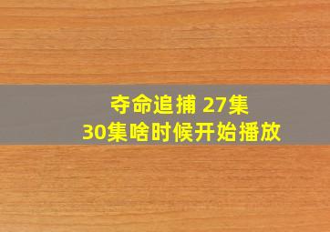 夺命追捕 27集 30集啥时候开始播放