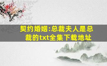 契约婚姻:总裁夫人是总裁的txt全集下载地址