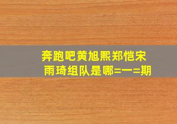 奔跑吧黄旭熙郑恺宋雨琦组队是哪=一=期