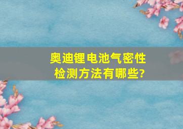 奥迪锂电池气密性检测方法有哪些?