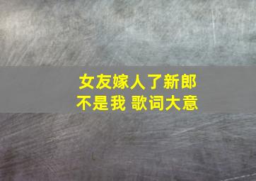 女友嫁人了新郎不是我 歌词大意