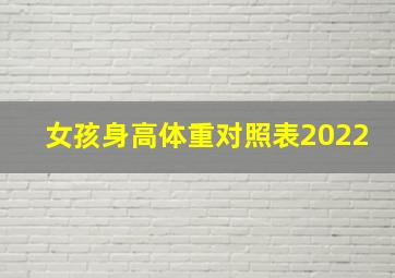 女孩身高体重对照表2022