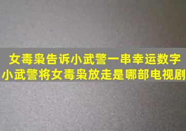 女毒枭告诉小武警一串幸运数字,小武警将女毒枭放走是哪部电视剧