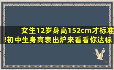 女生12岁身高152cm才标准!初中生身高表出炉,来看看你达标了吗