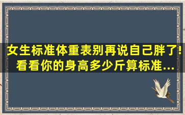 女生标准体重表,别再说自己胖了!看看你的身高多少斤算标准...