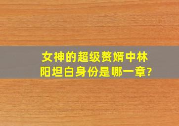 女神的超级赘婿中林阳坦白身份是哪一章?