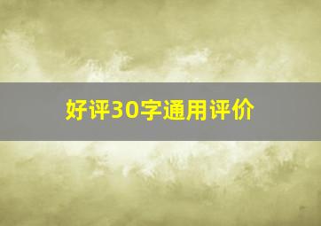 好评30字通用评价 