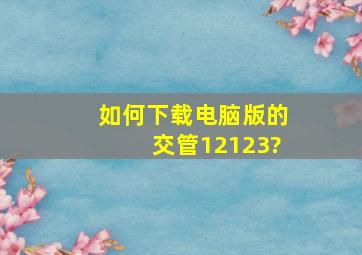 如何下载电脑版的交管12123?