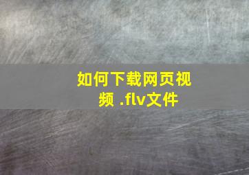 如何下载网页视频 .flv文件