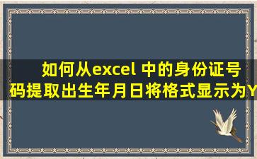 如何从excel 中的身份证号码提取出生年月日,将格式显示为YYYY/MM...