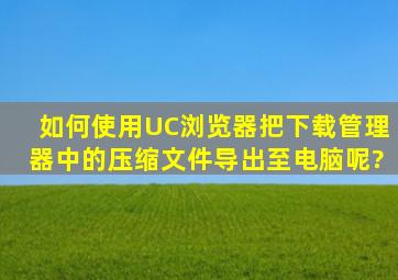 如何使用UC浏览器把下载管理器中的压缩文件导出至电脑呢?