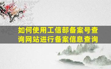 如何使用工信部备案号查询网站进行备案信息查询