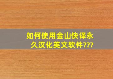 如何使用金山快译永久汉化英文软件???