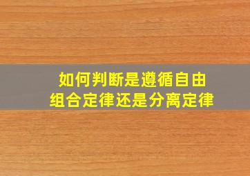 如何判断是遵循自由组合定律还是分离定律