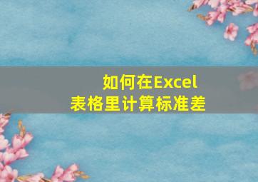 如何在Excel表格里计算标准差