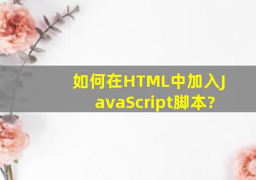 如何在HTML中加入JavaScript脚本?