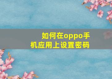 如何在oppo手机应用上设置密码