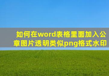 如何在word表格里面加入公章图片(透明类似png格式,水印)