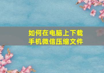 如何在电脑上下载手机微信压缩文件