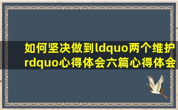 如何坚决做到“两个维护”心得体会六篇心得体会范文