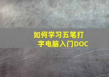 如何学习五笔打字电脑入门(DOC)