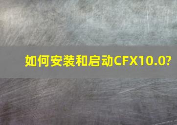 如何安装和启动CFX10.0?