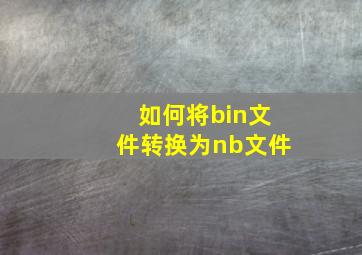 如何将bin文件转换为nb文件