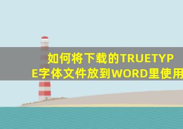如何将下载的TRUETYPE字体文件放到WORD里使用