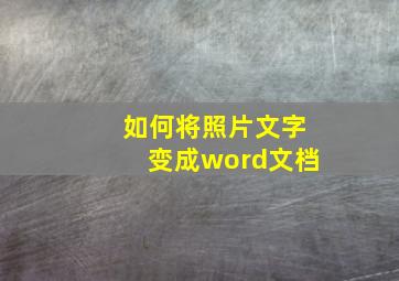 如何将照片文字变成word文档