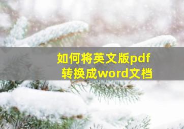 如何将英文版pdf转换成word文档