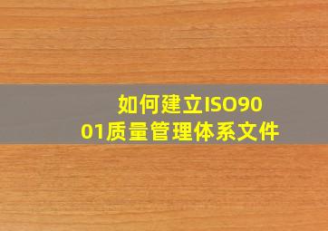 如何建立ISO9001质量管理体系文件