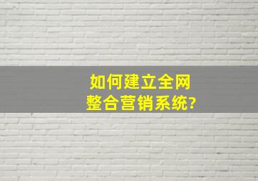 如何建立全网整合营销系统?