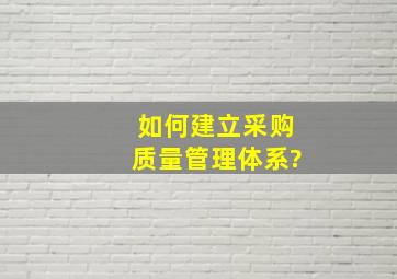 如何建立采购质量管理体系?