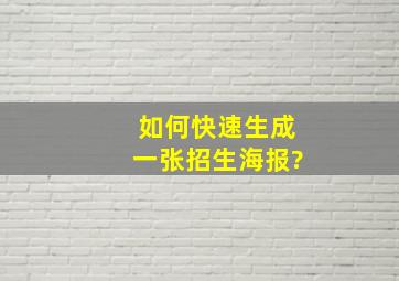 如何快速生成一张招生海报?