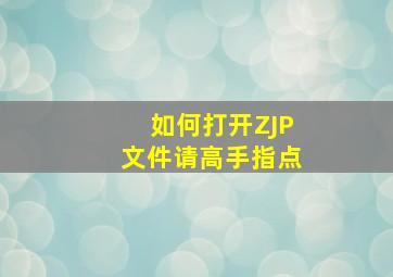 如何打开ZJP文件,请高手指点。