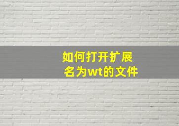 如何打开扩展名为wt的文件