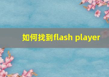 如何找到flash player