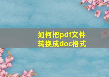 如何把pdf文件转换成doc格式