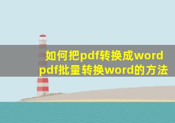 如何把pdf转换成word,pdf批量转换word的方法