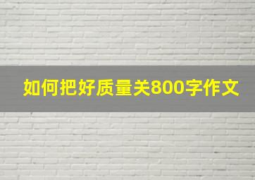 如何把好质量关800字作文