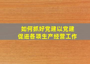 如何抓好党建,以党建促进各项生产经营工作