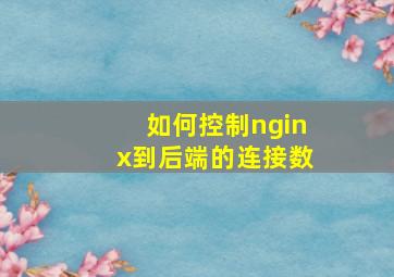 如何控制nginx到后端的连接数