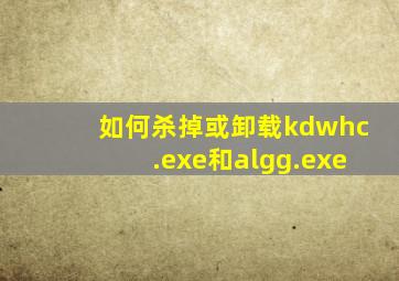 如何杀掉或卸载kdwhc.exe和algg.exe