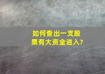 如何查出一支股票有大资金进入?