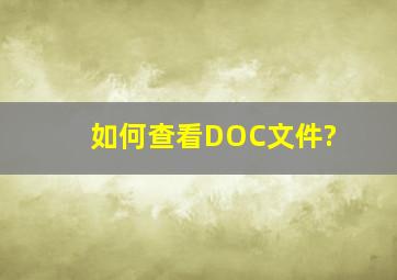 如何查看DOC文件?