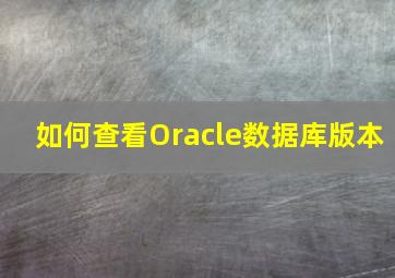 如何查看Oracle数据库版本